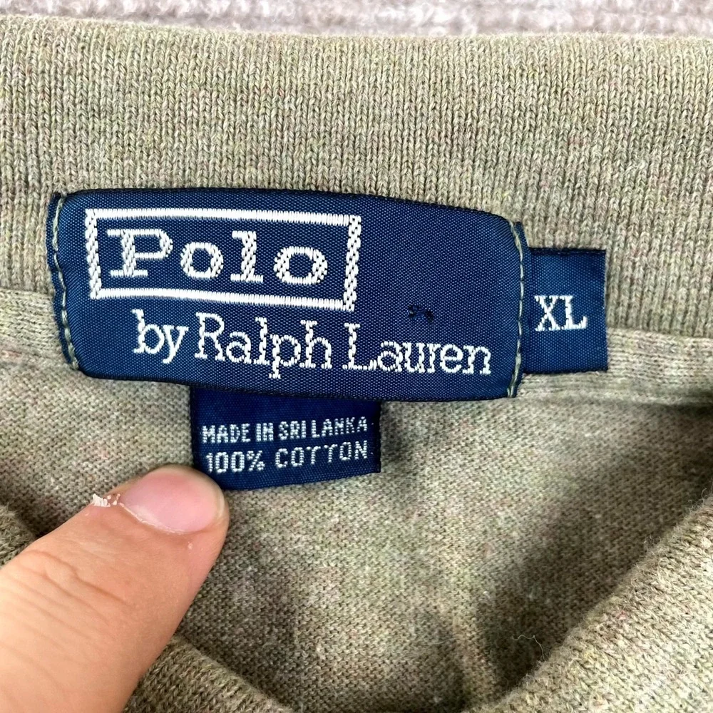 Polo By Ralph Lauren Polo Shirt Mens XL Olive Performance Collared High Low Slit